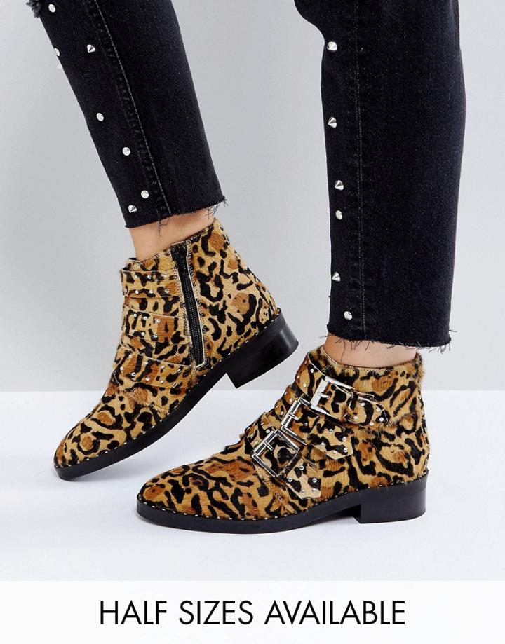 Asos Asher Leather Studded Ankle Boots - Multi
