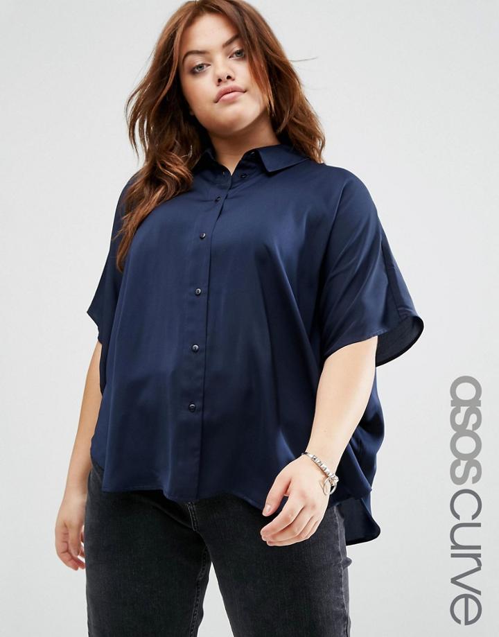Asos Curve Soft Cocoon Shirt - Black