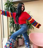 Labelrail X Sophia Hadjipanteli Bell-bottom Patchwork Jeans In Blue