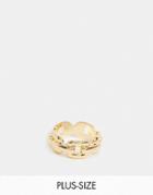 Designb London Curve Exclusive Ring In Gold Chain Link