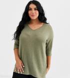 New Look Curve V Neck Tee In Khaki