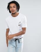 Asos Longline T-shirt With Thumbs Up Print - White