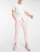 Asos Design Super Skinny Smart Pant In Pink Cross Hatch