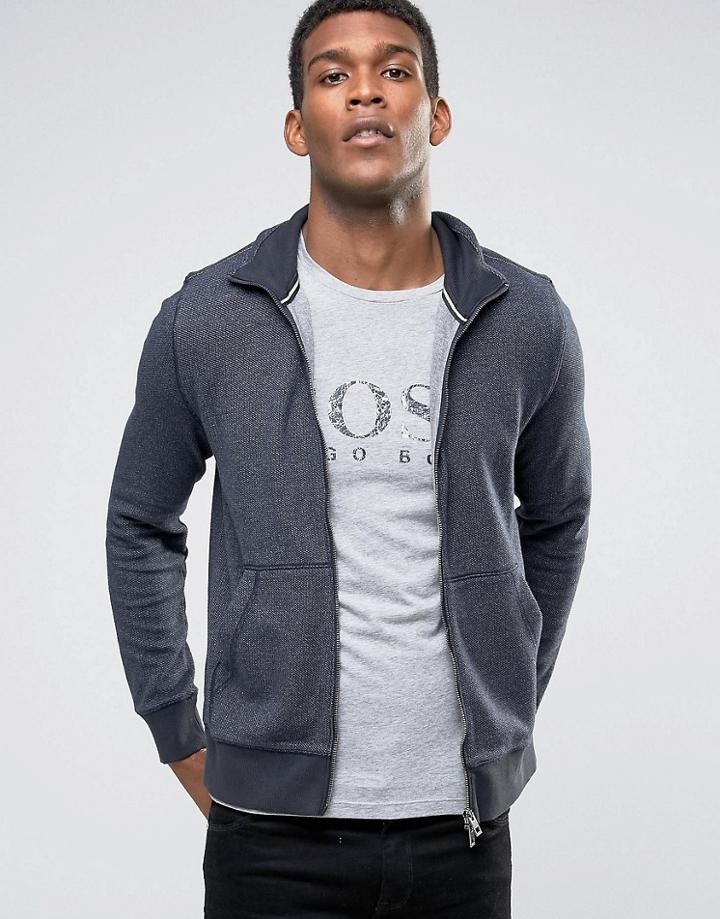 Boss Orange Ztark Zipthru Sweater Melange Knit - Navy