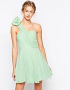 Tfnc Prom One Shoulder Dress With Corsage Detail - Green Lily
