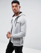 Defend London Zip Up Hoodie In Gray With Logo - Gray