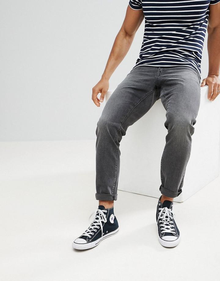 Asos Slim Jeans In Vintage Washed Black - Black