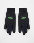 Asos Design Touchscreen Gloves In Black With Neon Detail