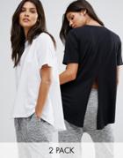 Asos Dip Split Back Update T-shirt 2 Pack - Multi