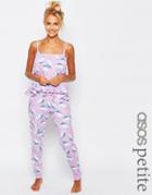 Asos Petite Swan Print Tee With Legging - Multi