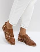Asos Marylebone Leather Woven Flat Shoes - Tan