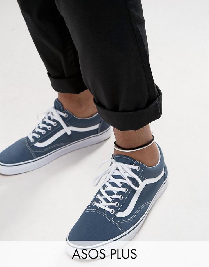Asos Plus 2 Pack Faux Suede Anklet In Black And White - Multi