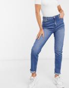 Urban Bliss Mom Jeans In Mid Wash-blues