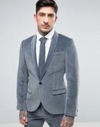 Noose & Monkey Superskinny Suit Jacket In Velvet - Blue