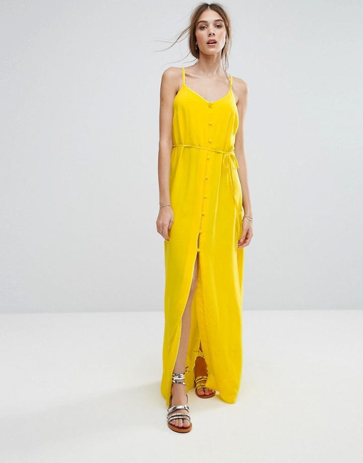 New Look Button Through Maxi Dress - Yellow