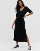 Asos Design Soft Touch Belted Maxi Dress-black
