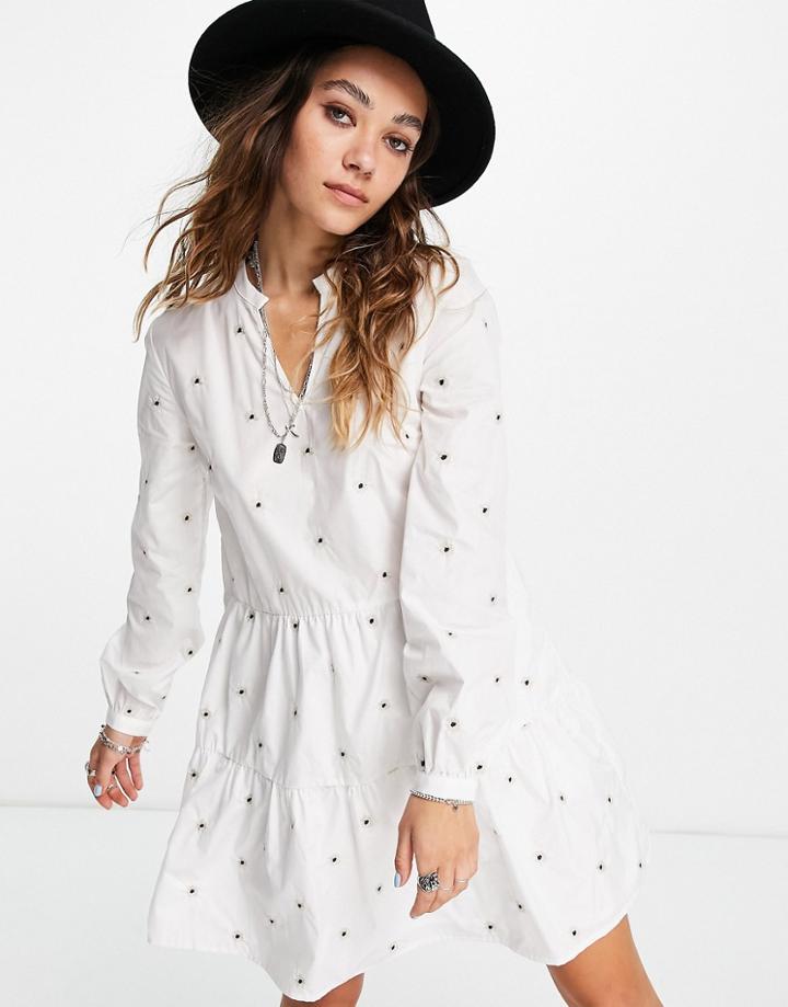 Vila Button Detail Wrap Dress In White