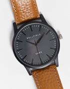 Bellfield Men's Watch With Black Dial And Tan Leather Strap
