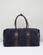 Paul Costelloe Canvas & Leather Carryall In Navy - Blue