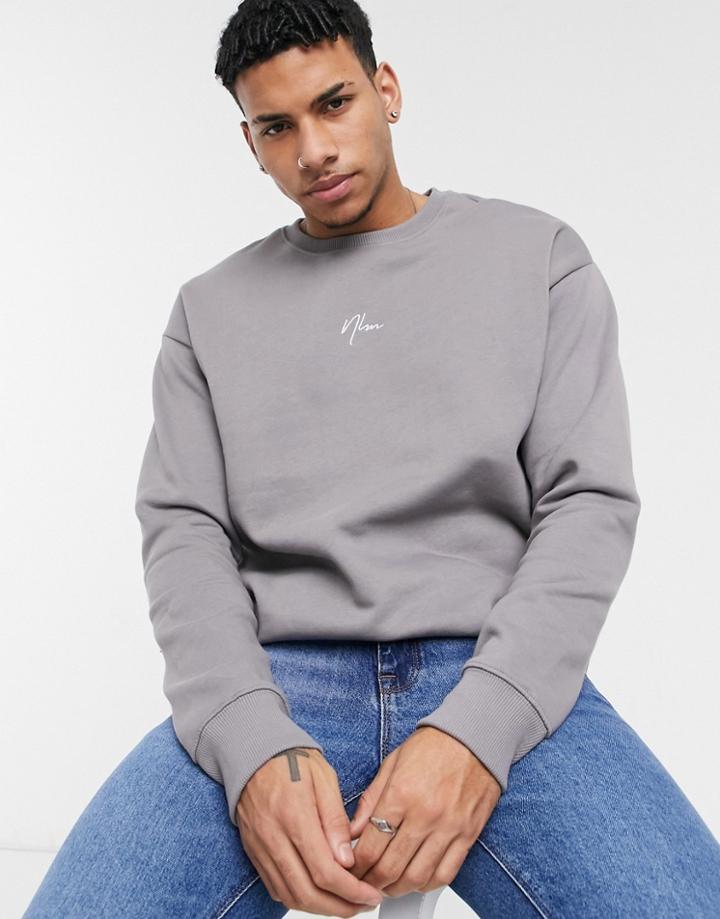 New Look Sweatshirt With Embroidered Nlm In Light Gray-grey