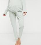 Asos Design Maternity Mix & Match Lounge Super Soft Rib Sweatpants In Sage-green