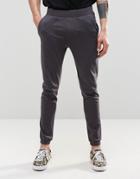 Asos Super Skinny Joggers In Lightweight Jersey In Dark Grey - Rabbit