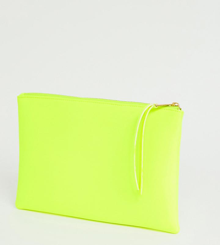 South Beach Exclusive Neon Yellow Clutch With Wristlet In Scuba - Yellow