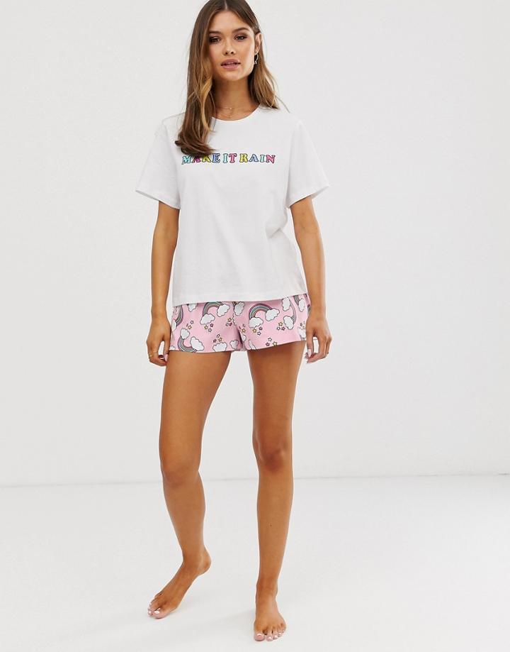 Asos Design Mix & Match Rainbow Pyjama Short-multi