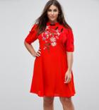 Asos Curve Chinoiserie Mini Dress - Red