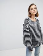 Allsaints Oversized Chunky Sweater In Mono Stripe - Multi