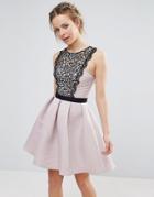 Little Mistress Mini Dress With Lace Bust - Beige