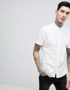 Pretty Green Stearling Oxford Short Sleeve Shirt In White - White