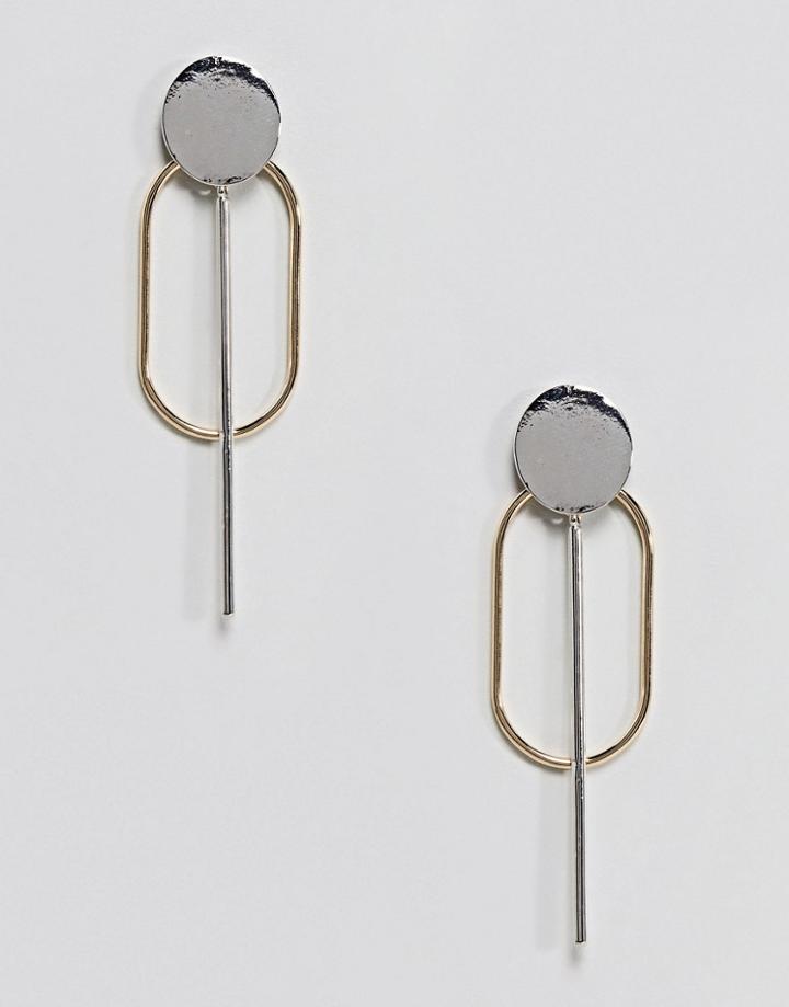 Asos Oval Shape And Stick Earrings - Multi