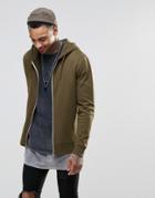 Asos Zip Up Hoodie In Brown - Saddle Brown