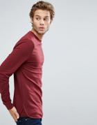 Asos Longline Muscle Sweatshirt With Curved Hem & Insert - Red