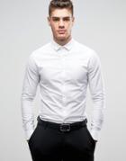 Asos Smart Skinny Oxford Shirt With Double Cuff - White