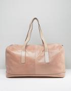 Urbancode Real Leather Carryall In Rose With Snake Embossed Handles - Pink