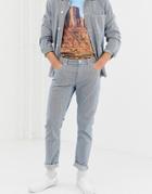Asos Design Slim Jeans In Hickory Stripe-white