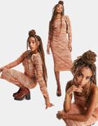 Asos Design Knitted Midi Dress With Shrug In Space Dye Yarn-orange