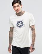 Pretty Green T-shirt With Dove Print In White - Stone