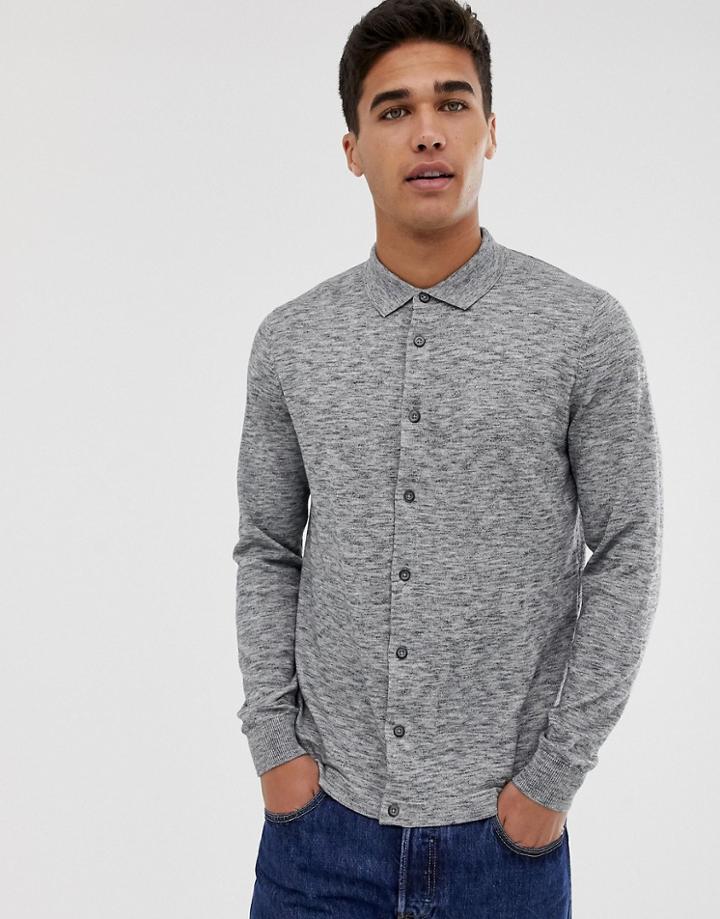 Burton Menswear Button Through Turtleneck Cardigan In Gray Marl - Gray