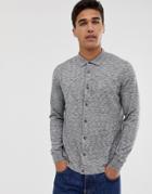 Burton Menswear Button Through Turtleneck Cardigan In Gray Marl - Gray