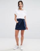 Native Youth Tie-waist Denim Mini Skirt - Blue