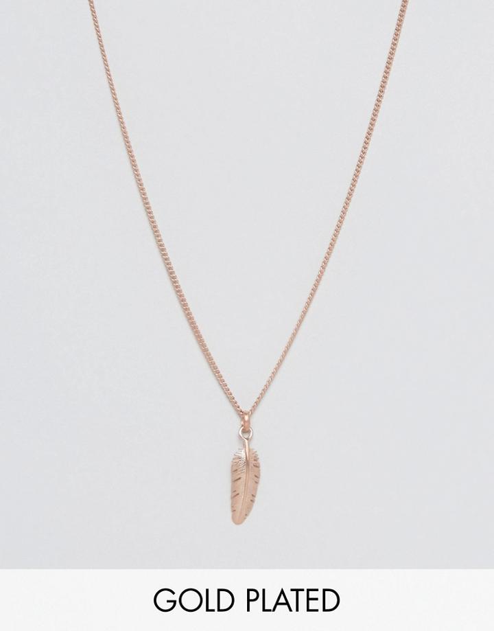 Simon Carter Feather Pendant Necklace In Rose Gold - Gold