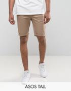 Asos Tall Skinny Chino Shorts In Stone - Stone