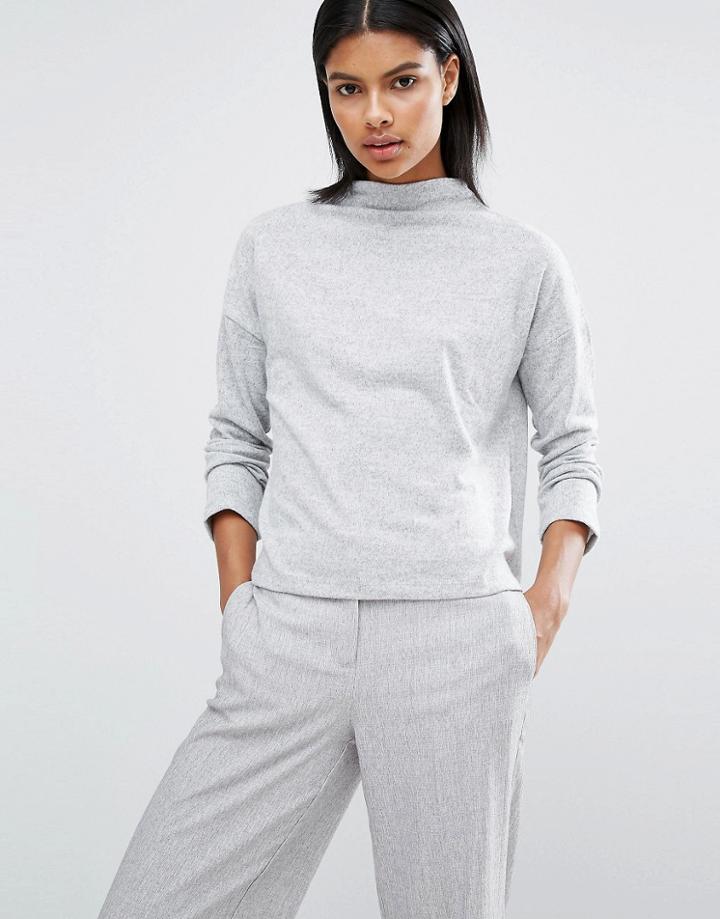 Vila High Neck Crop Sweater - Gray