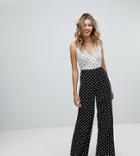 Missguided Mixed Strap Polka Dot Jumpsuit - Multi