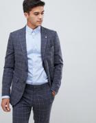 Burton Menswear Skinny Fit Suit Jacket In Window Pane Check In Gray - Gray
