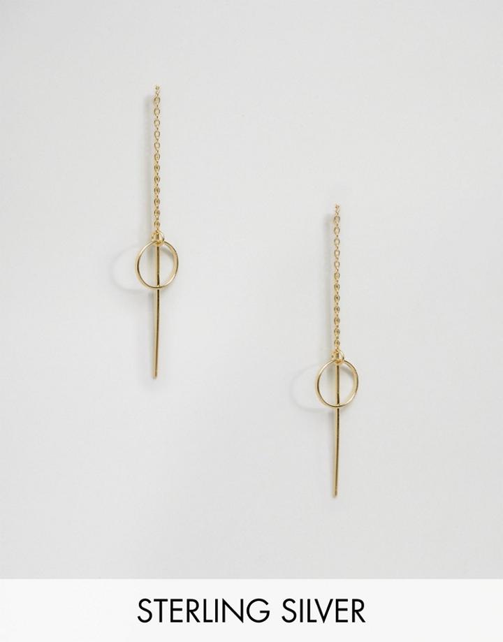 Asos Gold Plated Sterling Silver Open Circle Through Earrings - Gold