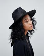 Brixton Macy Fedora In Black With Beaded Detail - Black